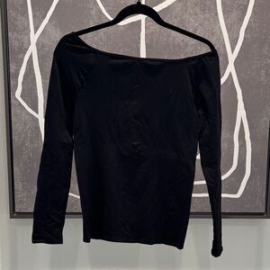 Free People Black Off-Shoulder Long Sleeve Top